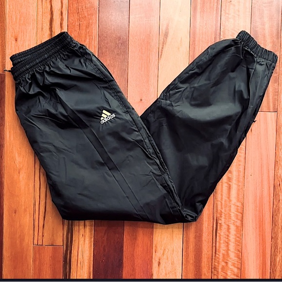 Adidas Men Windbreaker Track Pants Black Gold Lightweight Gym Running - Picture 4 of 10